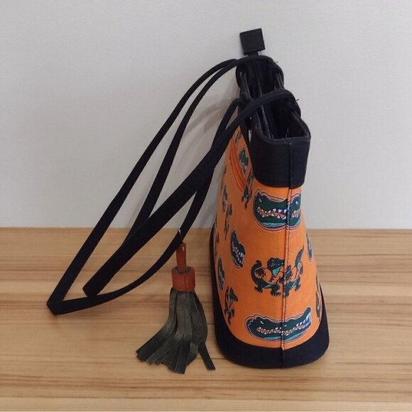 Florida University Gators Orange Black Canvas Tote Shoulder Bag Football - Picture 4 of 10